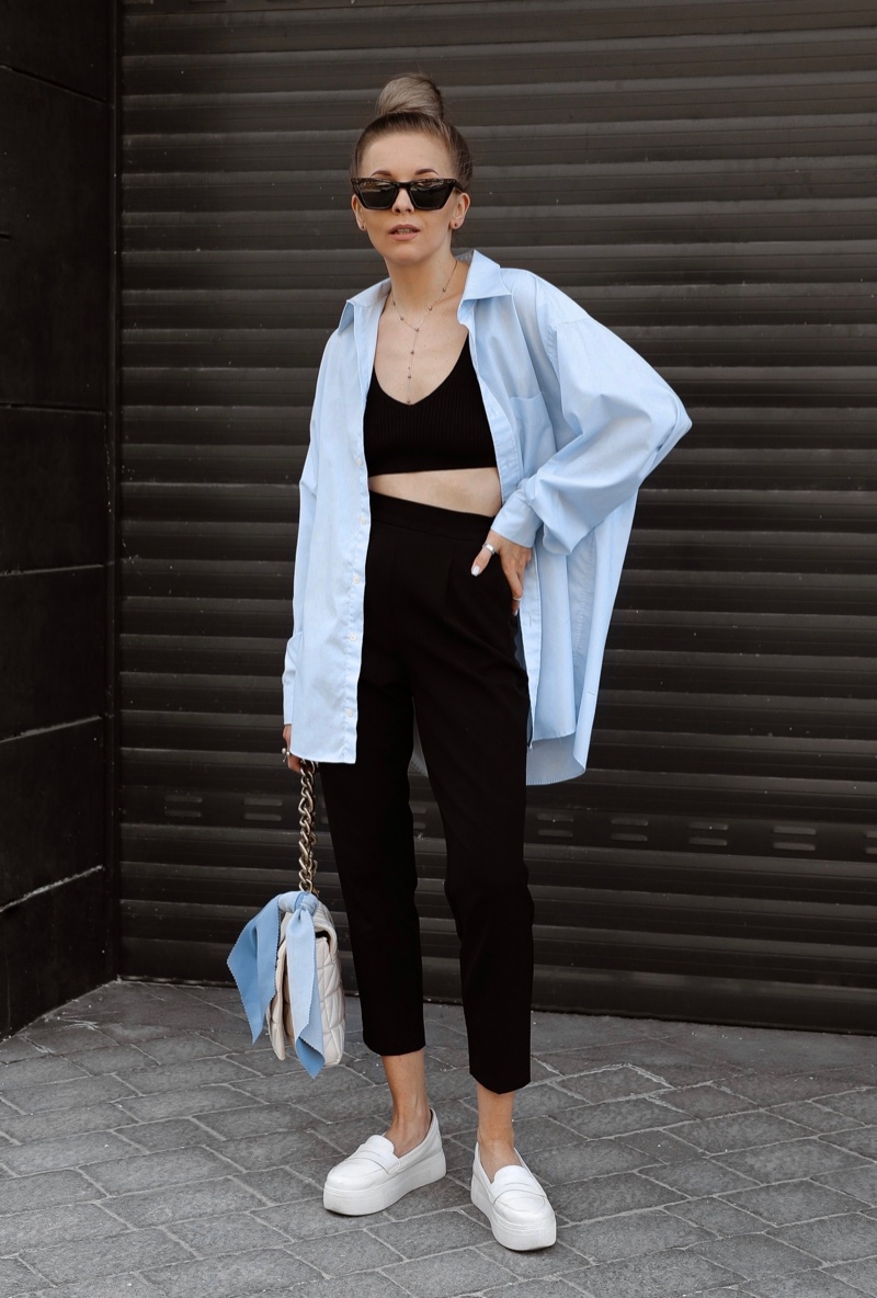 Oversized Shirt Crop Top Leggings Athleisure