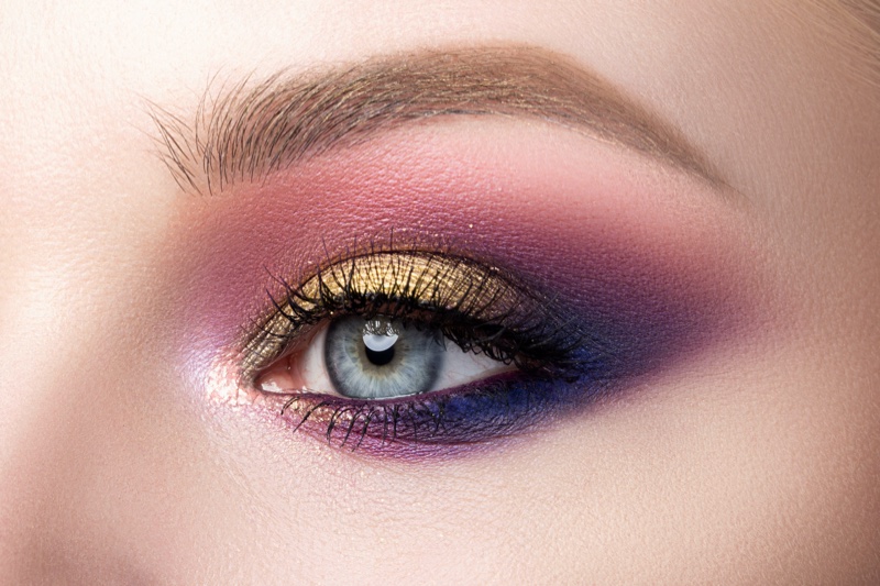 Purple Gold Smokey Eye Makeup