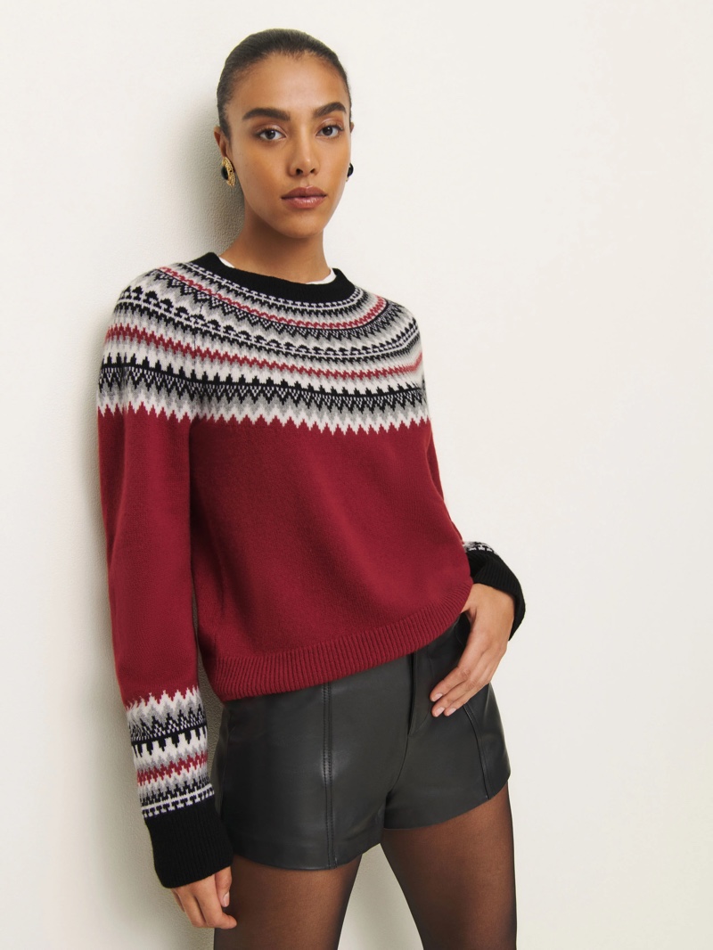 Reformation Sam Cashmere Fairisle Crew $298