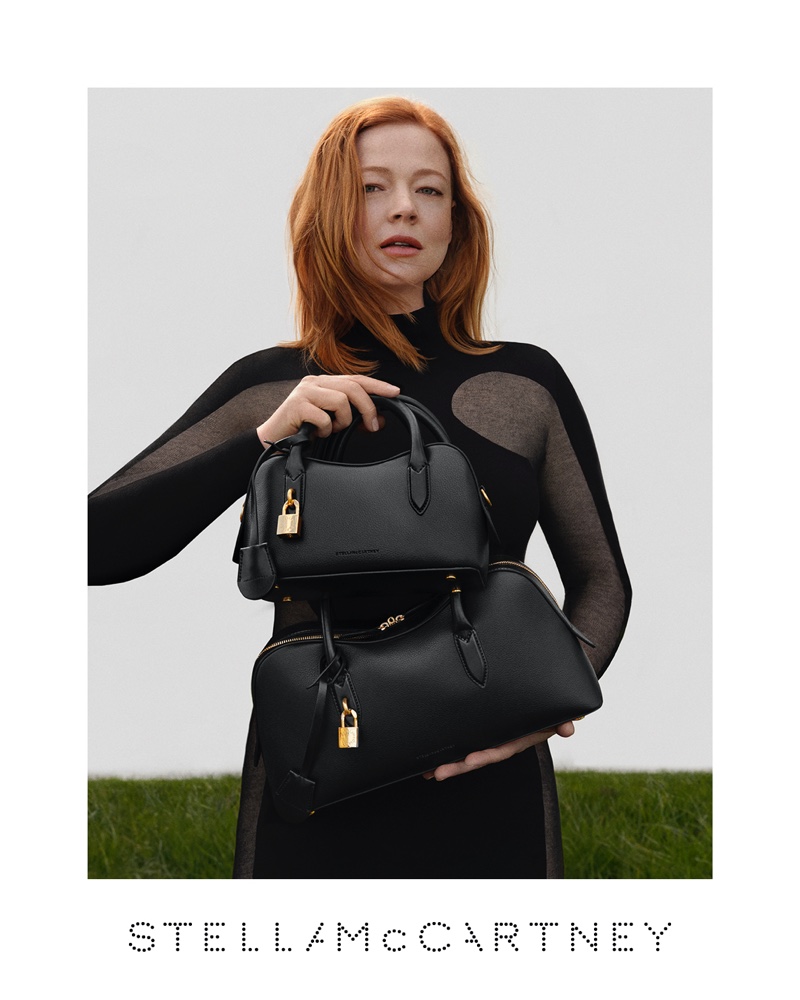 Actress Sarah Snook models the Stella Ryder bag in Stella McCartney's new ad.