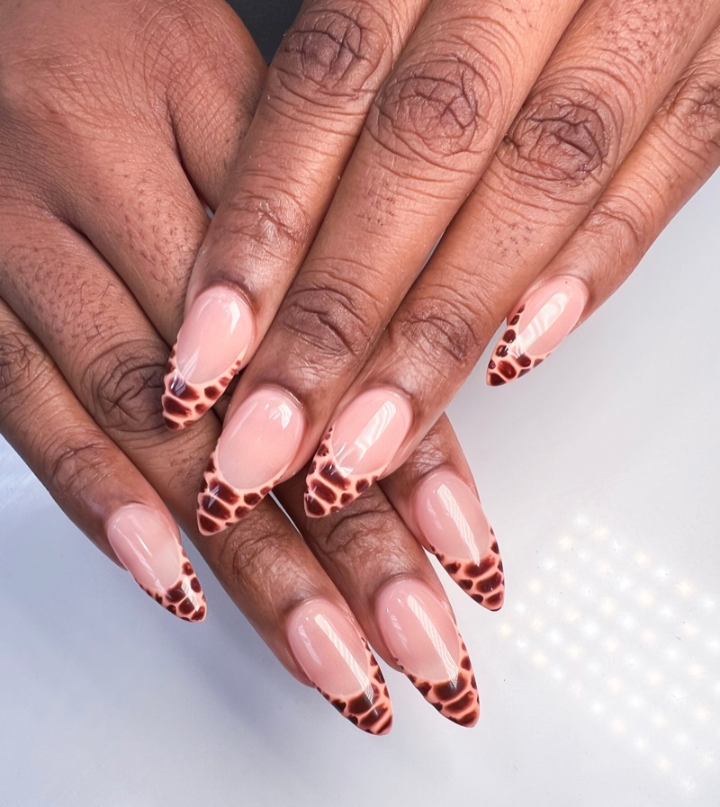 Tortoiseshell French Tip Nails