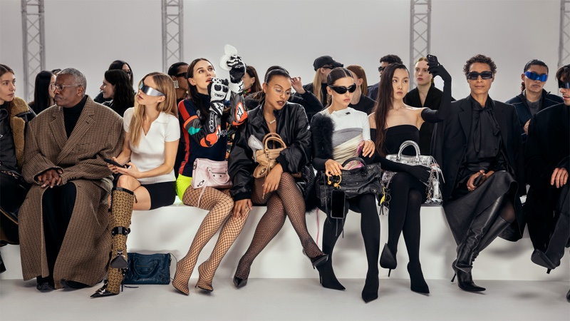 Paloma Elsesser, Sua Lee, Devon Lee Carlson, Livia Nunes Marques, and more front Balenciaga Le City bag ad.