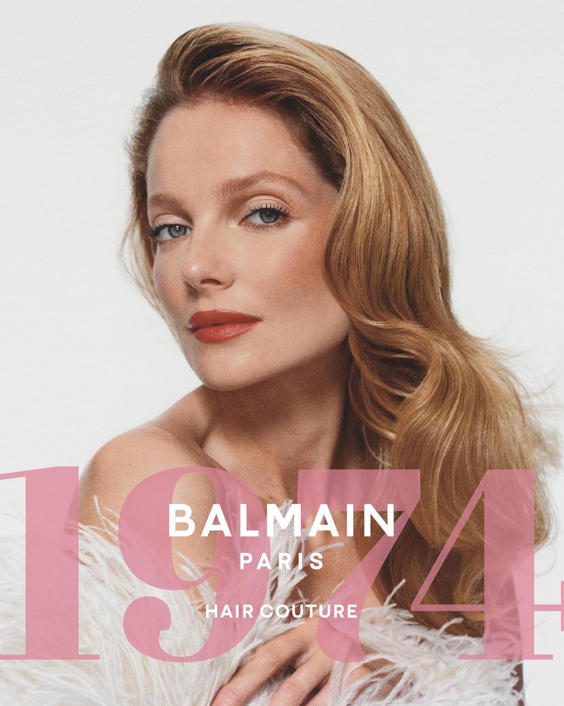 Balmain Hair showcases sleek tresses in its 1974 campaign.