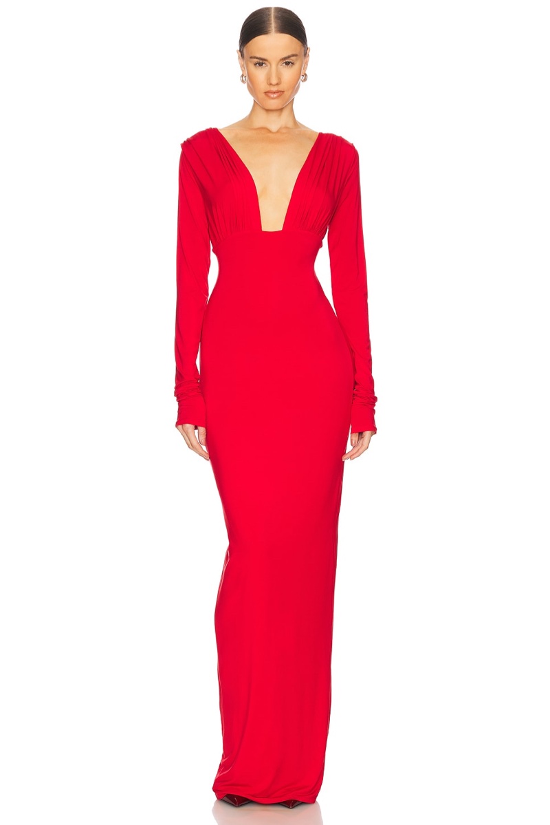 Helsa Jersey Deep V Maxi Dress $278