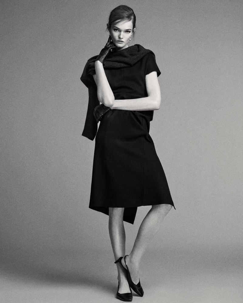 Massimo Dutti gets retro chic with a crepe midi dress.