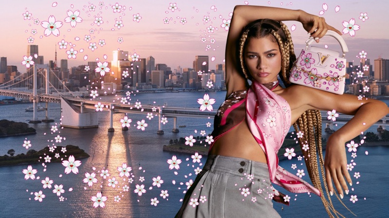 Looking pretty in pink, Zendaya stars in part two of Louis Vuitton's Murakami campaign.