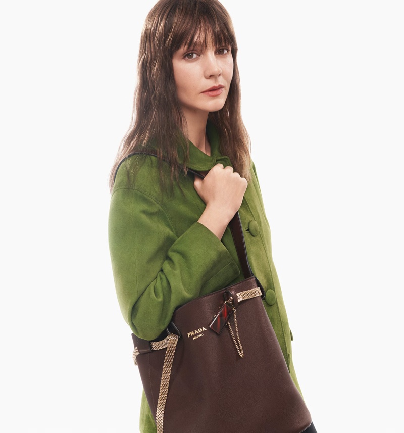 Actress Carey Mulligan goes brunette in Prada's spring-summer 2025 ad.