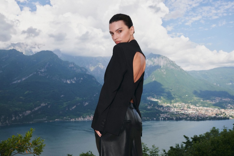 Emily Ratajkowski poses on Lake Como for a new Marella campaign.