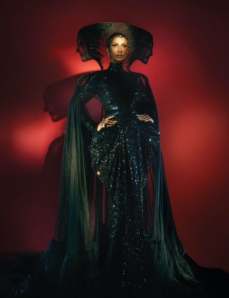 Iman stuns in a glittered Rahul Mishra look.