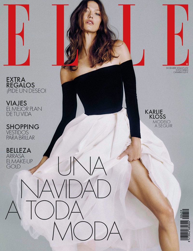 Striking a pose, Karlie Kloss graces ELLE Spain's December 2024 cover.