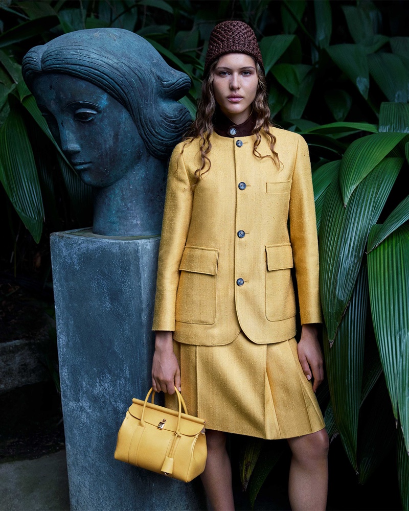 Angelina Kendall shines in yellow for Loro Piana spring-summer 2025 campaign.