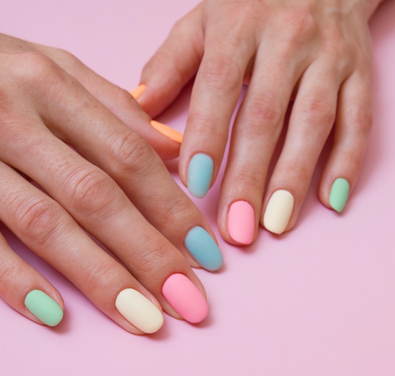 Matte Pastel Rainbow Nails