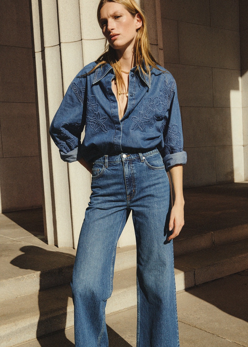 & Other Stories Embroidered Denim Shirt $129