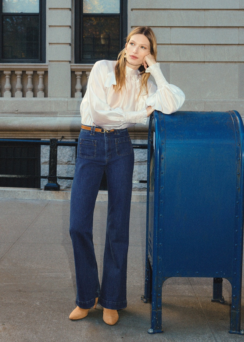 & Other Stories Frilled Blouse $109 & High-Waist Bootcut Jeans $109