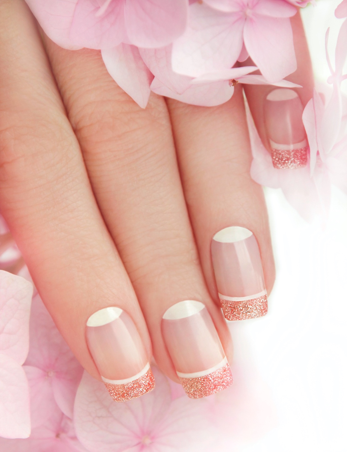 Pink Glitter French Tips Spring