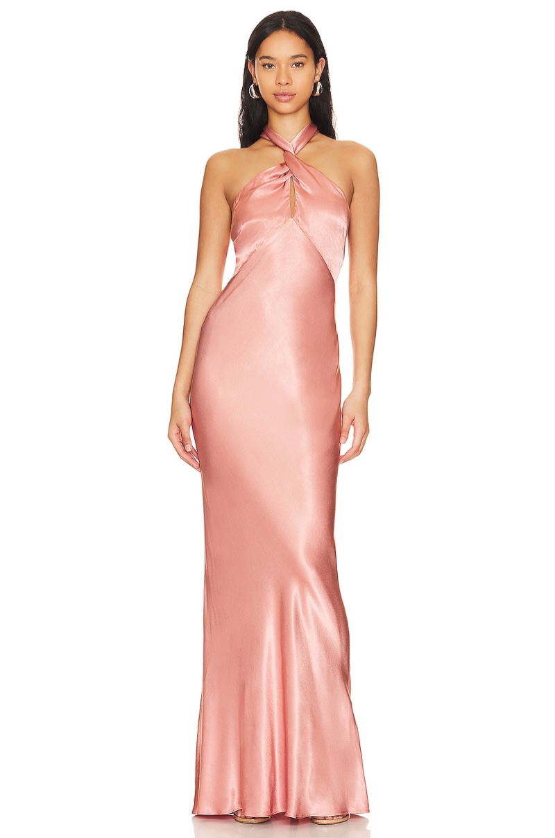 Shona Joy La Lune High Neck Pink Dress