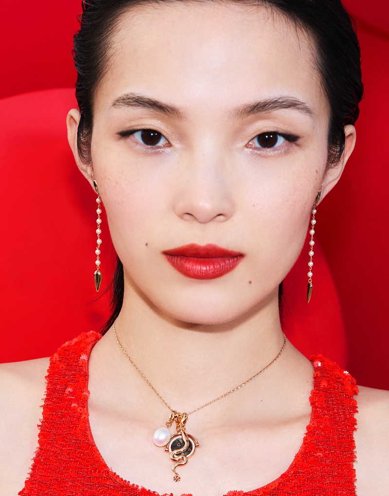 Xiao Wen Ju poses in Tory Burch's Lunar New Year 2025 campaign.