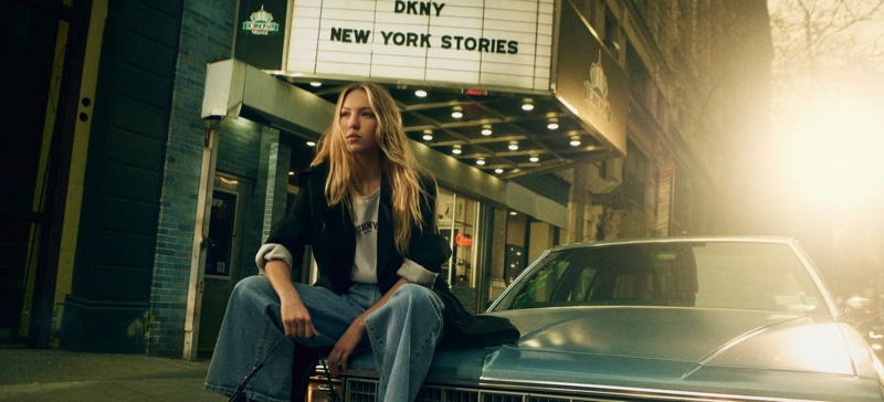 Lila Moss poses in a casual look for DKNY's spring 2025 ad