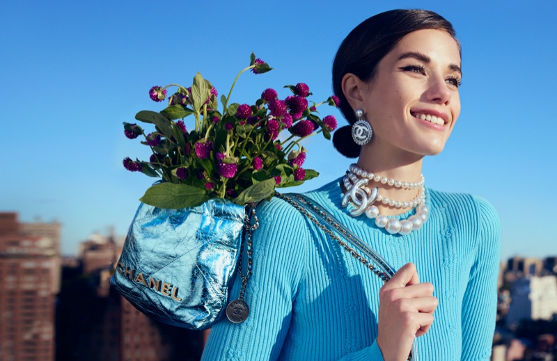 Showing off a megawatt smile, Ella Bleu Travolta shines in a blue look.