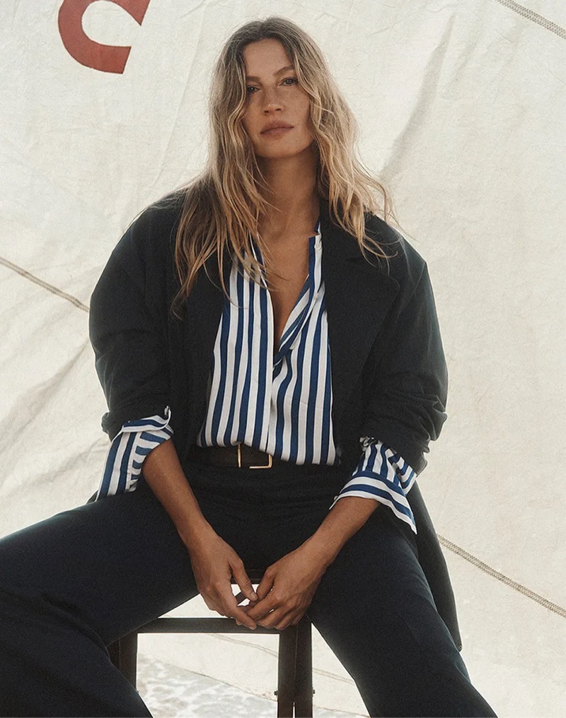 Gisele Bundchen shows off nautical stripes for Marc O'Polo's spring 2025 ad.