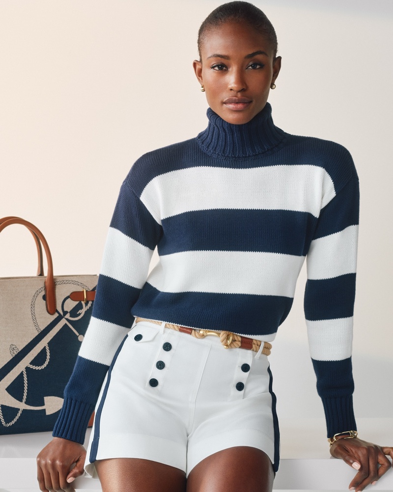 Alicia Burke wears stripes in Lauren Ralph Lauren's resort 2025 collection.