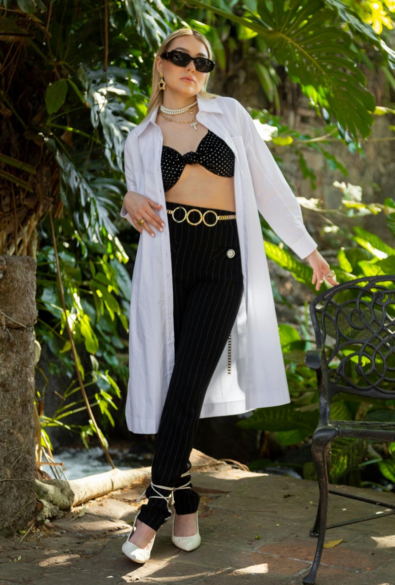 Long Shirt Bralette Outfit