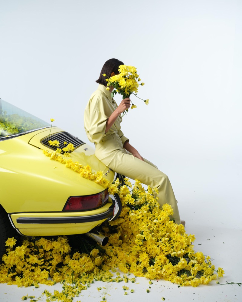 Stylebop features yellow chrysanthemums in spring 2025 campaign.