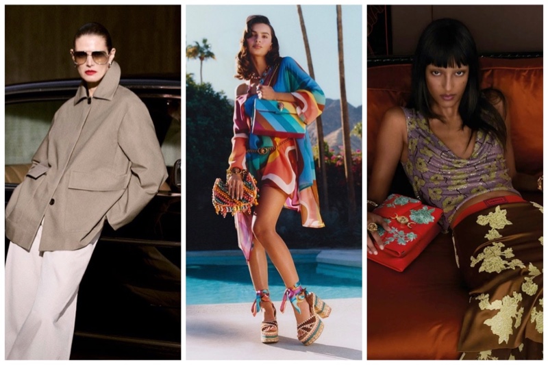 Week in Review: COS pre-spring 2025 collection, Emily Ratajkowski for Kurt Geiger's spring 2025 campaign, and Versace spring 2025 ad.