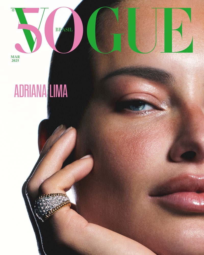 Adriana Lima wears Tiffany & Co. ring on Vogue Brazil's March 2025 edition.