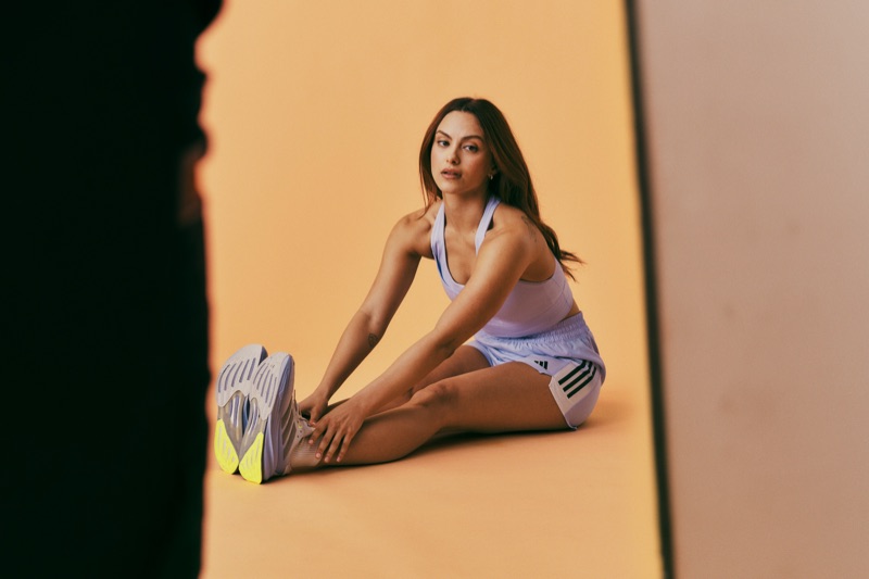 Actress Camila Mendes shows off her stretches for adidas Running.