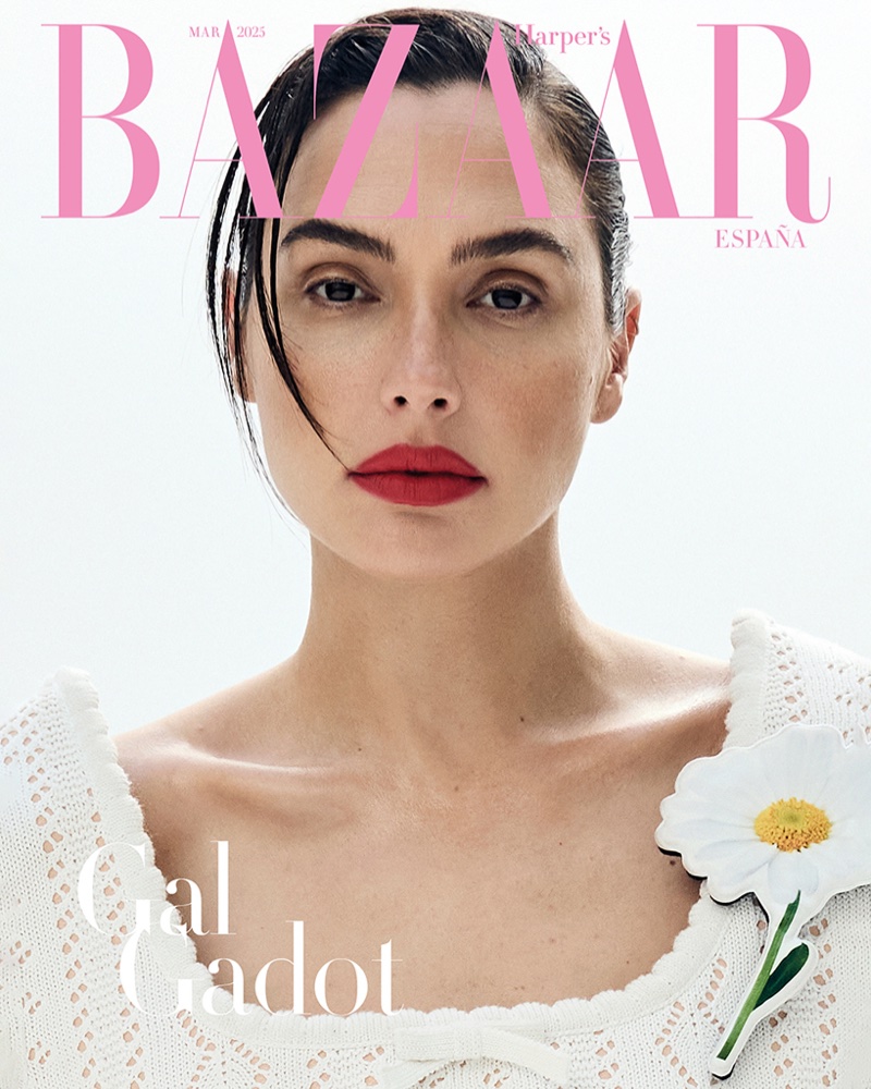 Gal Gadot poses on Harper's Bazaar Spain's March 2025 cover.