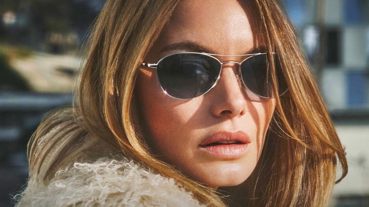 Camille Rowe Chases the Sun in Oliver Peoples Spring 2025 Ad