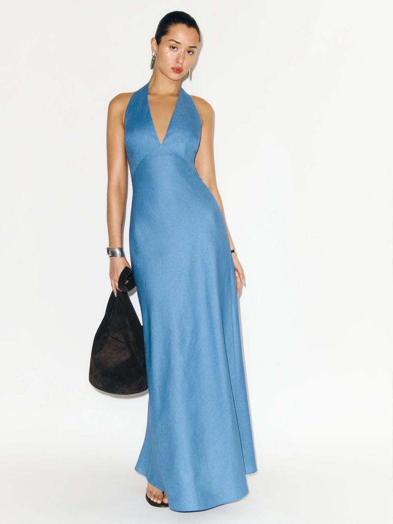 Reformation Delilah Linen Dress in Parisian Blue $278