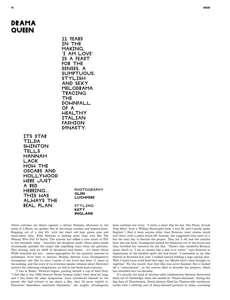 Tilda Swinton by Glen Luchford | Dazed & Confused May 2010