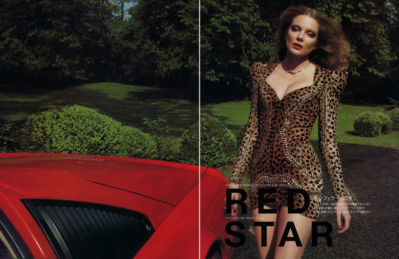 Eniko Mihalik by Camilla Akrans in Red Star | Vogue Nippon August 2010