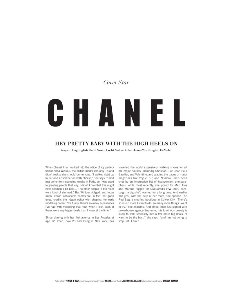 Chanel Iman for The Block Summer 2010 by Doug Inglish