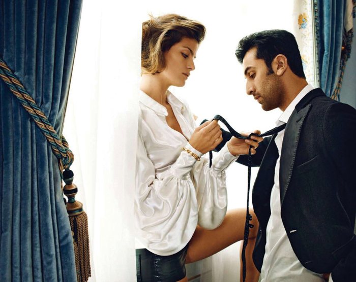 Isabeli Fontana & Ranbir Kapoor by Marc Hom for Vogue India