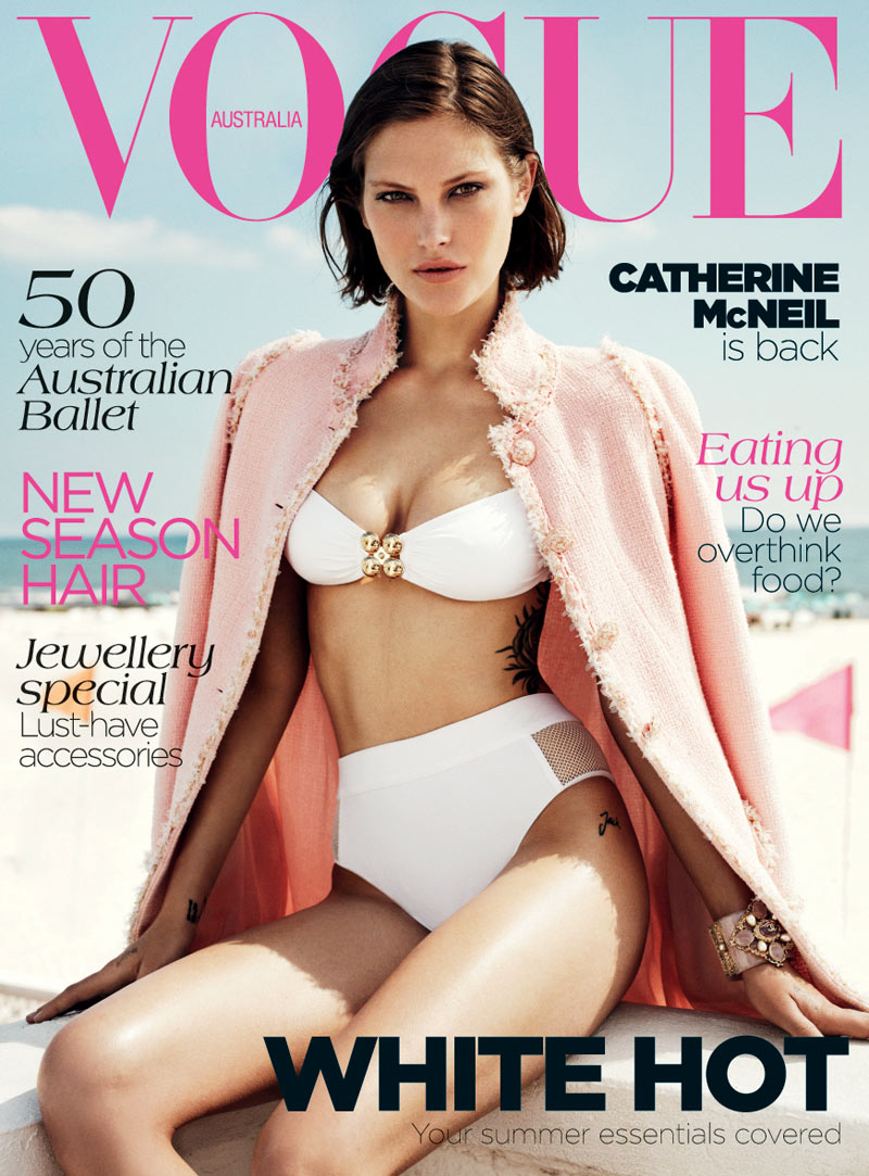 Catherine McNeil Stays Cool for Vogue Australia's November 2012 Cover Shoot by Benny Horne