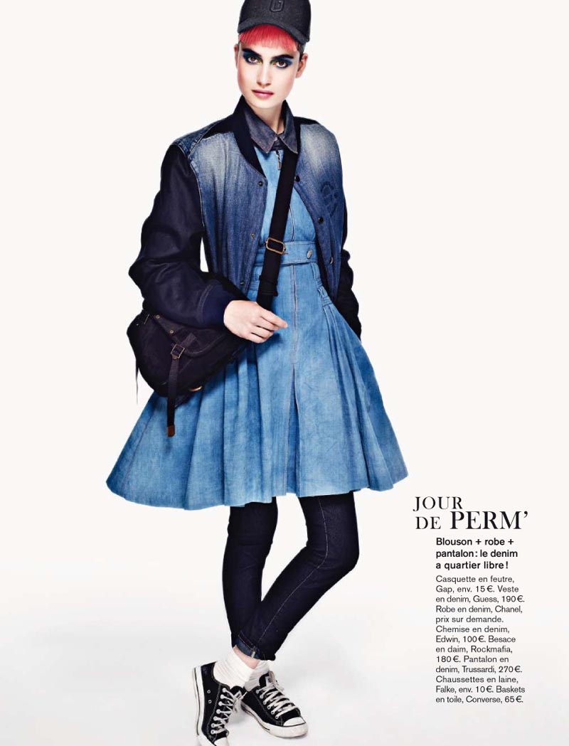 Pauline Van der Cruysse Models Denim Fashion for Glamour France by Naomi Yang