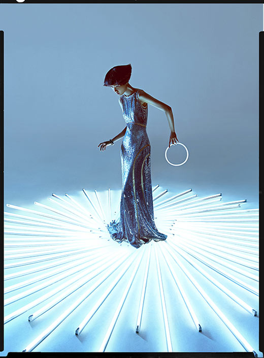 Wang Xiao Lights Up for Harper's Bazaar China Art by Charles Guo