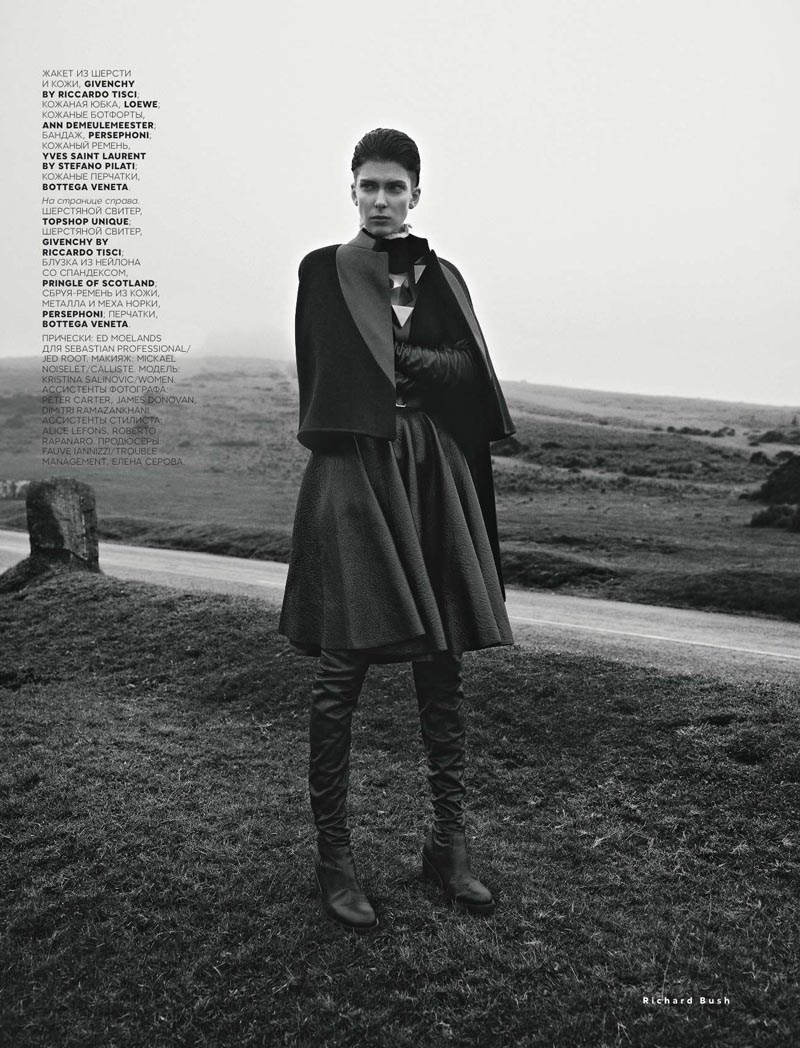 An Outerwear Clad Kristina Salinovic Poses for Richard Bush in Vogue Russia's November Issue