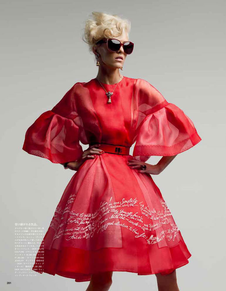 Anja Rubik by Patrick Demarchelier in Dior Couture for Vogue Japan May 2012