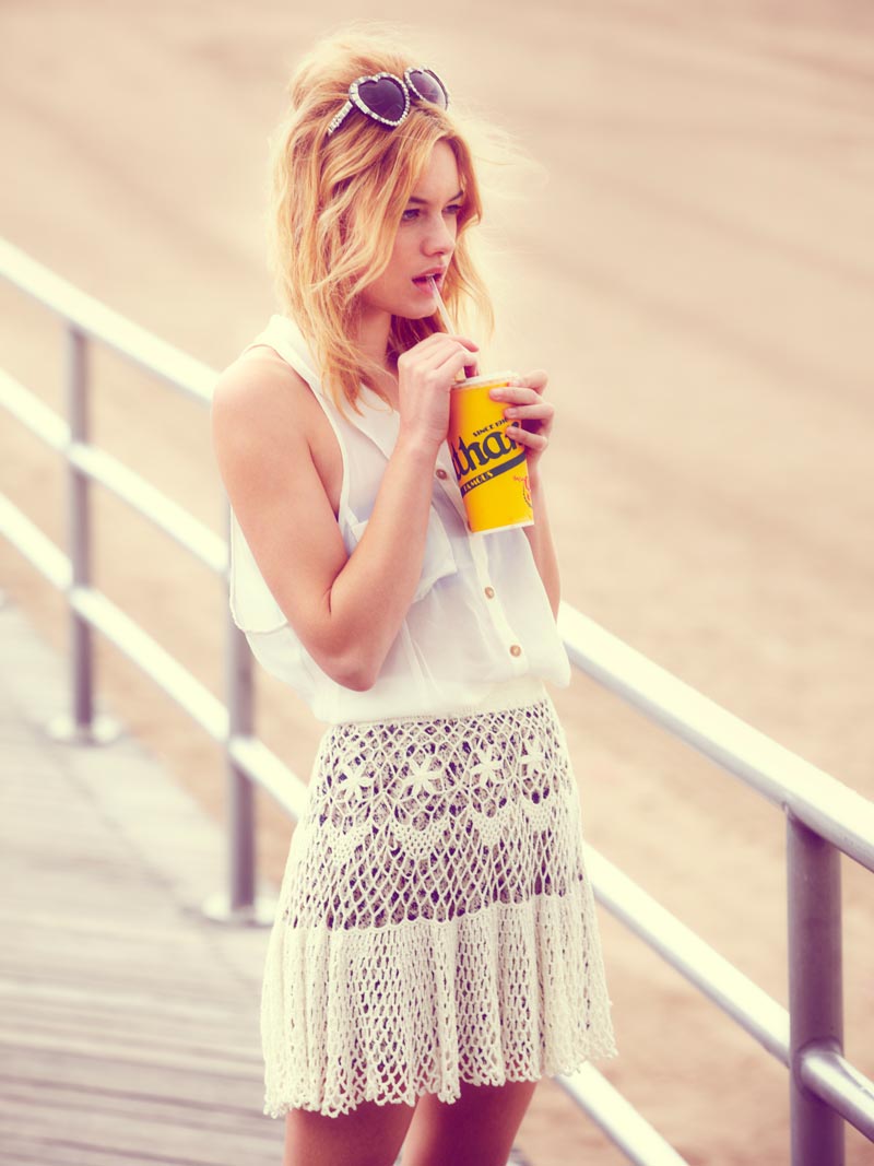 Camille Rowe Sports Americana Style for Free People's June Lookbook