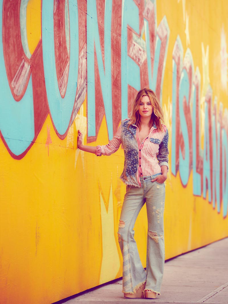Camille Rowe Sports Americana Style for Free People's June Lookbook