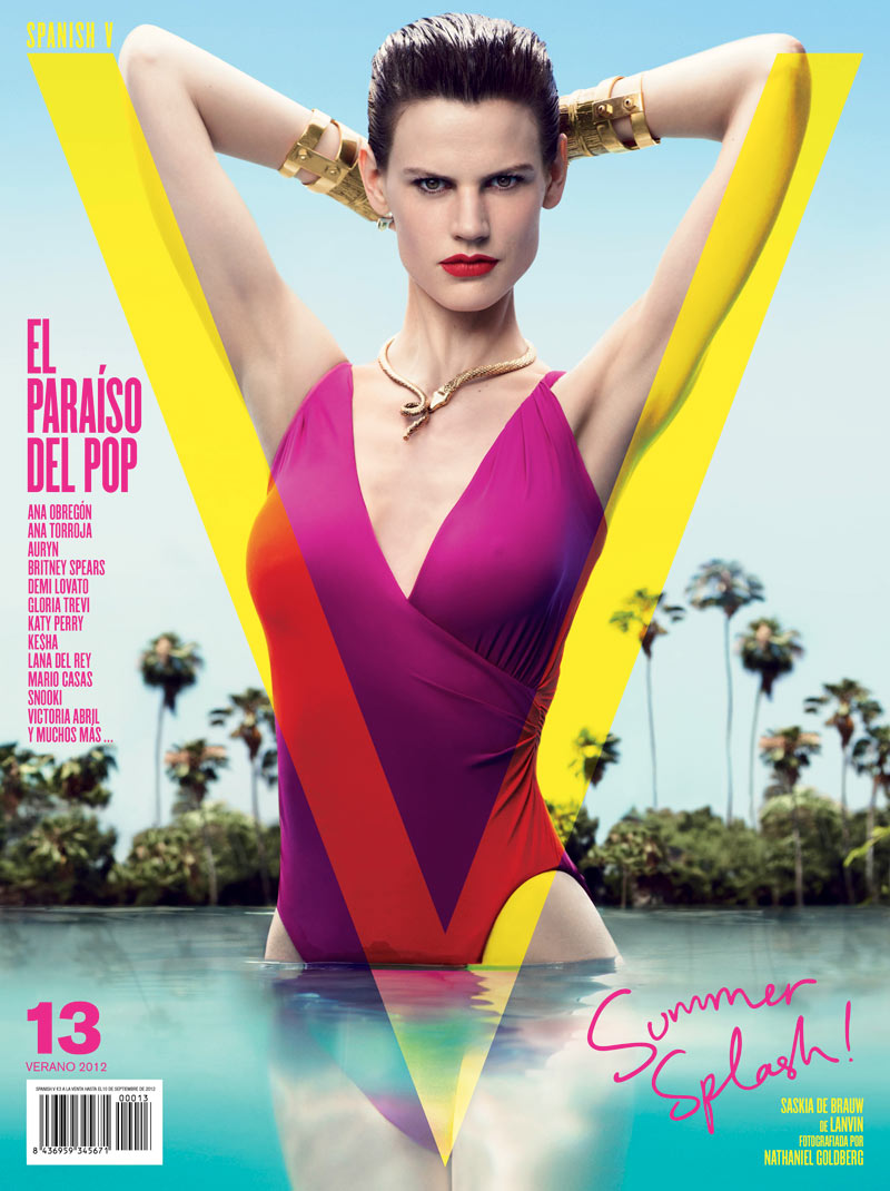Saskia de Brauw Sizzles in Swimwear for V Spain's Summer Cover Shoot by Nathaniel Goldberg