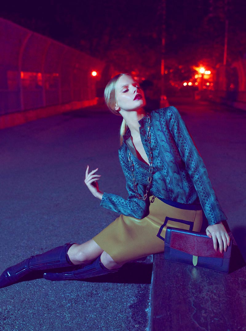 Marloes Horst Takes the Night in Thomas Whiteside's Elle US Shoot