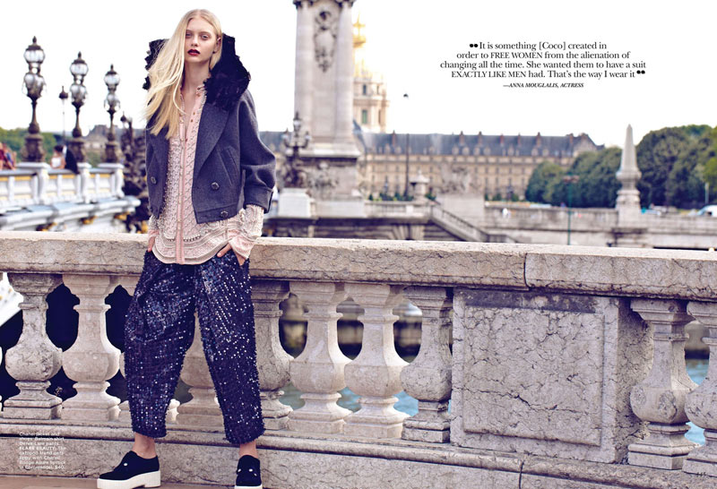 Nastya Kusakina Dons the Chanel Jacket for Flare October 2012 by Max Abadian