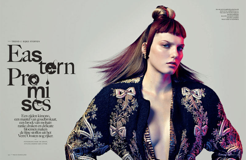 Marique Schimmel Sports Eastern-Inspired Style for Vogue Netherlands September 2012 by Marc de Groot