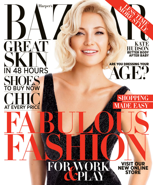 Kate Hudson Stuns in Armani Privé on the Cover of Harper's Bazaar US October 2012