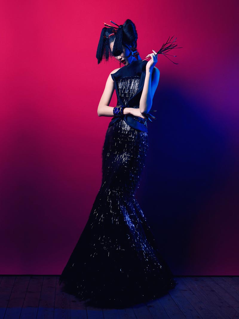 Emma Xie and Claire Collins Don Haute Couture Style for L'Officiel Paris October 2012